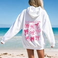 thumbnail image 5 of Multiple Bow Scripture Print Hoodie Women's Oversized Drawstring Pullover Sweatshirt for Fall Winter Casual Outfits, 5 of 9