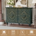 thumbnail image 3 of HLR 48"W Vintage Wood 4 Doors Sideboard Buffet Cabinet with Storage for Living Room, Credenza Green., 3 of 7
