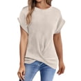 thumbnail image 2 of Womens T Shirts Womens T Shirts Solid Batwing Sleeve Wrap Tee Casual Tshirt Trendy Tee Tops for Women, 2 of 4