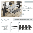 thumbnail image 6 of Sumdeal 63" Modern Dining Table set with bench for 6,Gray Table and Black Bench and Chairs, 6 of 7