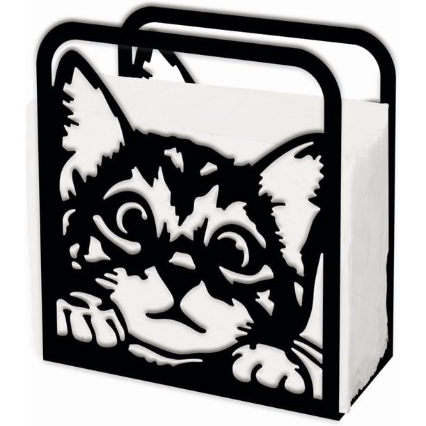 Servilletero de gato para mesas, dispensador de servilletas de metal con forma de gato