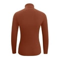 thumbnail image 7 of Fiaer Fall Turtleneck Sweaters for Women Slim Fit Cozy Long Sleeve Solid Lightweight Fashion Comfort Button Decor Knit Tops Brown M, 7 of 7