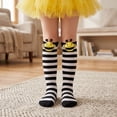 thumbnail image 3 of Kids Bee Knee High Socks for Halloween, 3D Plush Bumblebee Costume Socks for Girls Toddlers, Black White Striped for Christmas Stocking Stuffers, Gag Gifts and Fun Holiday Gifts, 3 of 5
