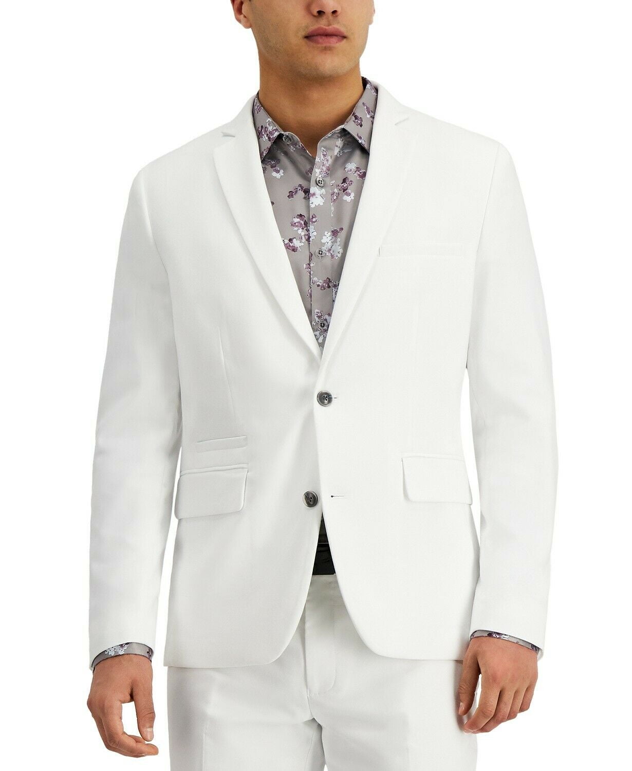INC Men's Slim-Fit Stretch White Solid Sport Coat White Pure-Size XL 46-48R  