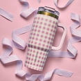 thumbnail image 6 of Thyme & Table 32oz Stainless Steel Luna Tumbler with Handle and Dual Straw Lid, Pink Gingham, 6 of 8