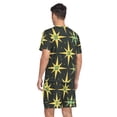 thumbnail image 2 of joogoo Men's Pajama Set Graffiti Green and Yellow V-Neck Pj Shorts Set 2 Piece Loungewear Sleepwear L, 2 of 7