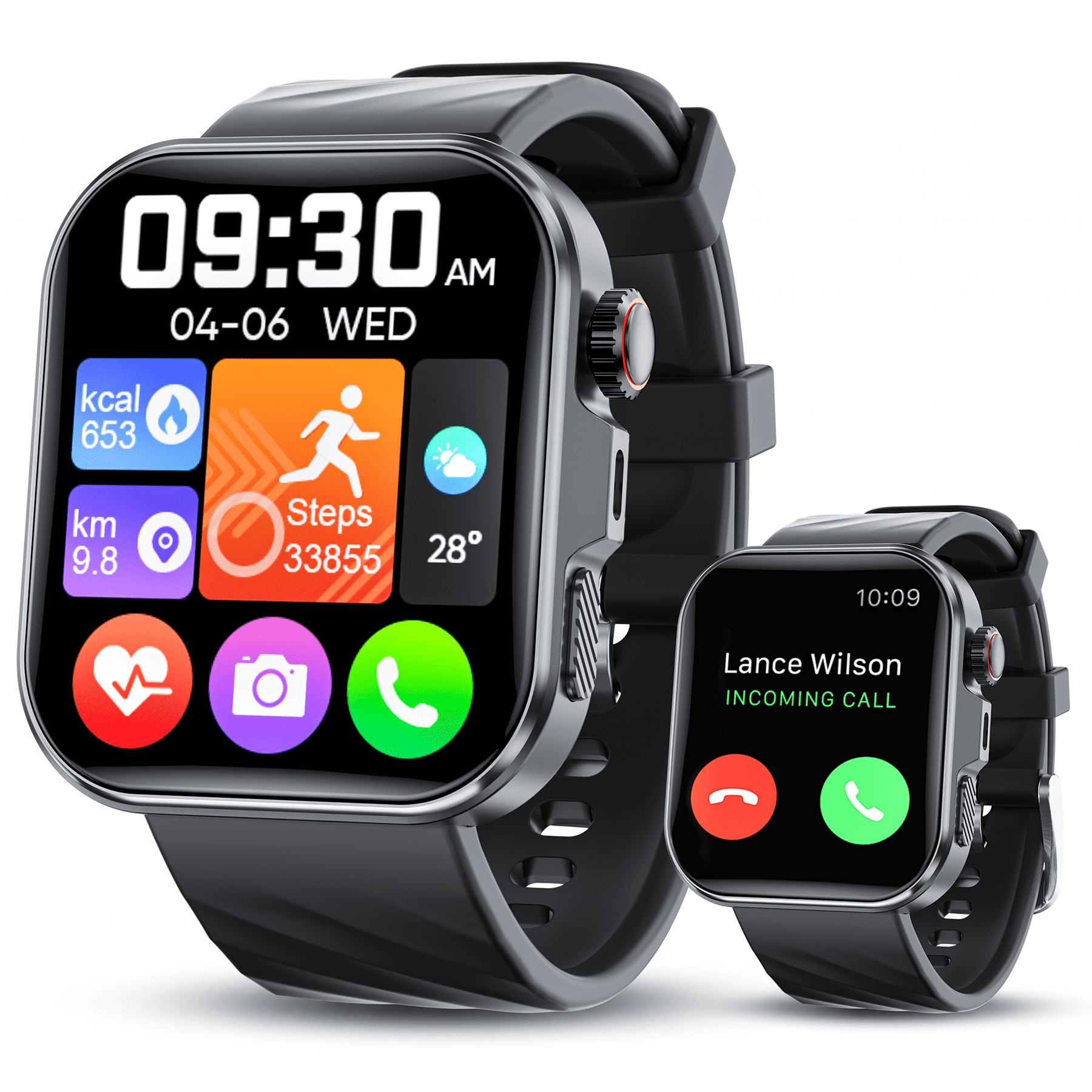 Smart Watch for Men Women, 1.84" HD Touchsreen, Bluetooth Calling, IP68 Water-Resistance, 100+ Sports Modes, Health, Fitness & Sleep Tracker, Timer, Fitness Watch for Android/iOS, Black
