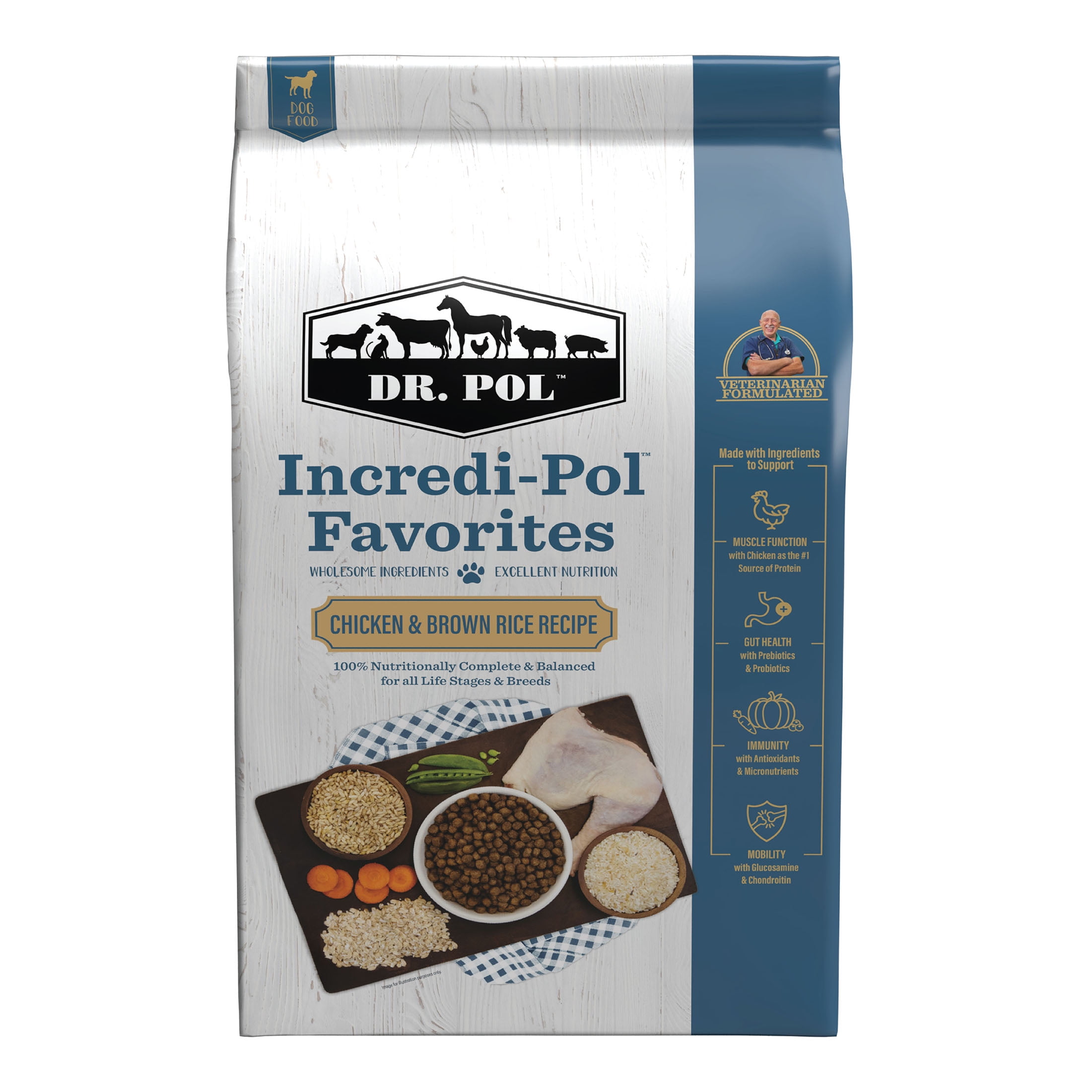 (6 pack) Dr. Pol Incredi-Pol Favorites Chicken and Brown Rice Recipe Dog Food - 6lb