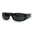 thumbnail image 5 of Mens Narrow Rectangle Cholo Gangster All Black Plastic Sunglasses Shiny Black - Black, 5 of 7