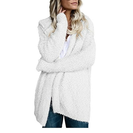Cotton Cardigan Jacket - DYMADE Women's Women Casual Open Front Long Knitting Cardigans Sweater Coat with Hats