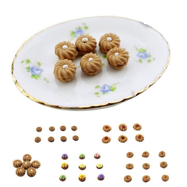 Gwong Juguete 6pcs Food Play Scene Miniatura Cookies Modelo Juguete Casa de Muñecas Accesorios DIY Artesanía Gwong 30007506