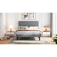thumbnail image 2 of Sifurni Queen Bed Frame Upholstered Platform Bed with Adjustable Headboard, No Box Spring Needed, Light Gray, 2 of 9
