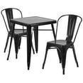 thumbnail image 2 of Flash Furniture Commercial Grade 23.75" Square Black Metal Indoor-Outdoor Table Set with 2 Stack Chairs, 2 of 9