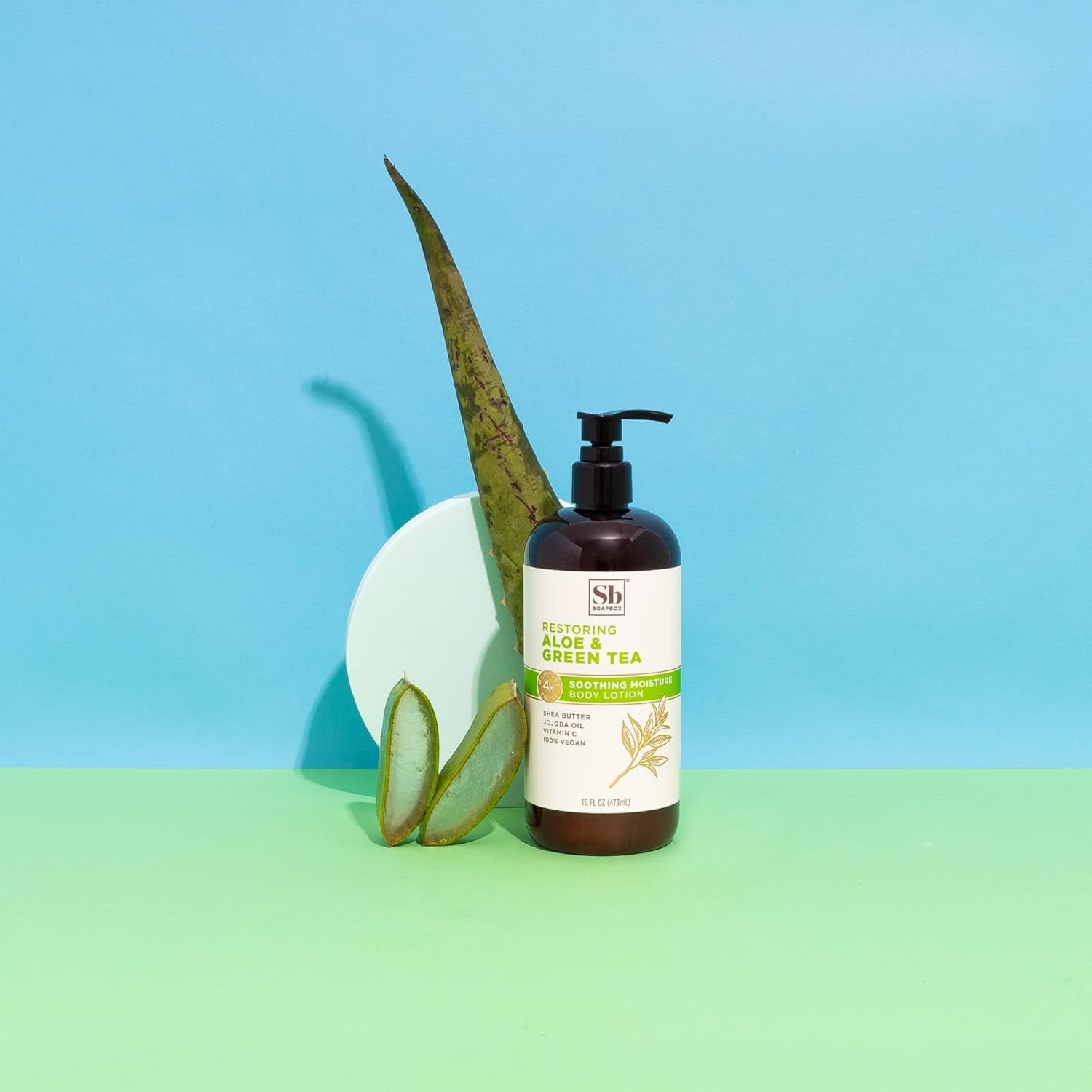 Soapbox Moisturizing Body Lotion, Aloe & Green Tea with Jojoba Oil and Shea Butter, 3 Pack 16oz Each