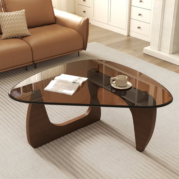 Daluvenix Modern Glass Coffee Table for Living Room, Mid Century Coffee Table, Triangle Small Coffee Tables, Suitable for Bedroom Living Room Reception Office Tables