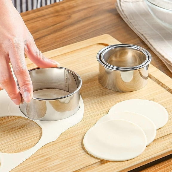 Biscuit Cutter Set (3 Pieces/Set), Stainless Steel Round Cookies Cutter with Handle, Professional Baking Dough Tools, Gift Package