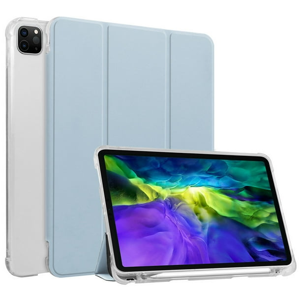 Ipad Mini 4 Mini 5 7 9 Inch Case With Apple Pencil Holder Slot Auto Sleep Wake Smart Cover Multi Angle Trifold Stand Gmyle Slim Clear Hard Back Ashy Blue Walmart Com Walmart Com