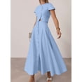 thumbnail image 6 of Women'S 2 Piece Skirt Sets Summer Short Sleeve Top Flowy Long Skirts Travel Vacation Outfits Blue M, 6 of 9