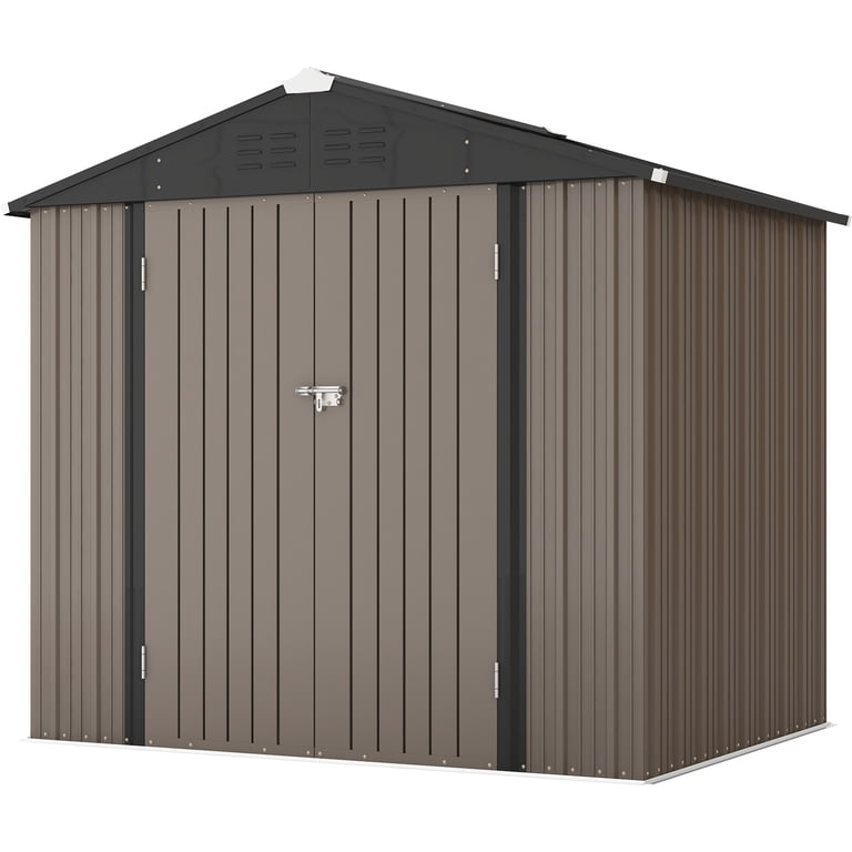 Patiowell 8'x6' Metal Shed with Lockable Door, Sloped Roof