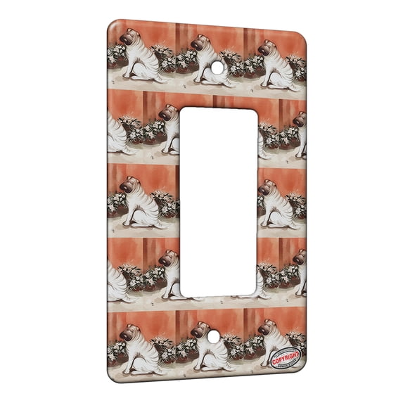 KuzmarK™ 1 Gang Rocker Wall Plate - Chinese Shar Pei Cream Horsecoat Dog Modern Art by Denise Every