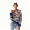 thumbnail image 3 of UZMOG Sweaters for Women, Women's Sweaters Fair Isle Knitted Vintage Long Sleeve Boat Neck Retro Lightweight Pullover Tops, Fall Winter Fashion Clothing, 3 of 7