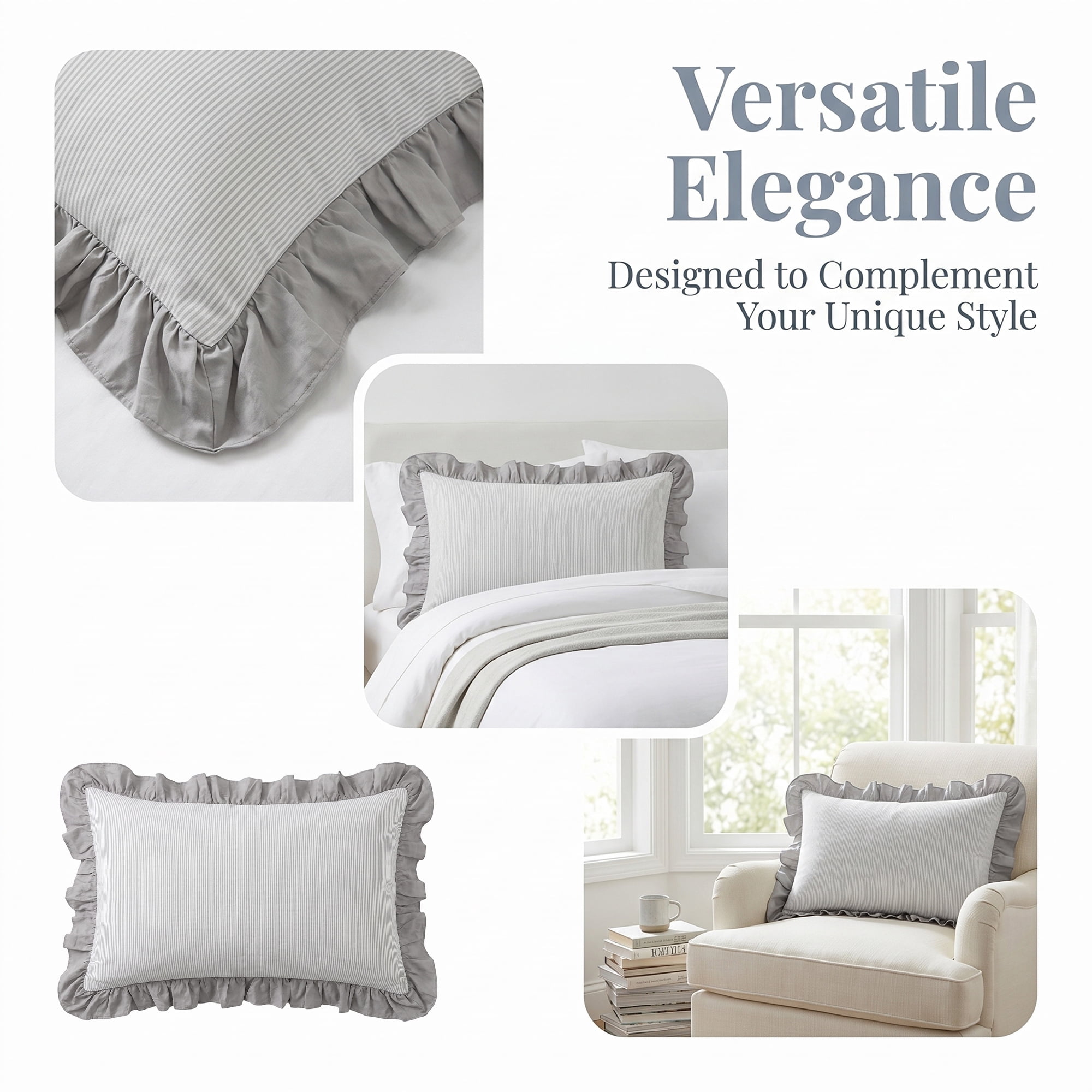 Unique Bargains 2Pcs Envelope Closure Wrinkle Resistant Cotton Pillowcase Queen Gray B