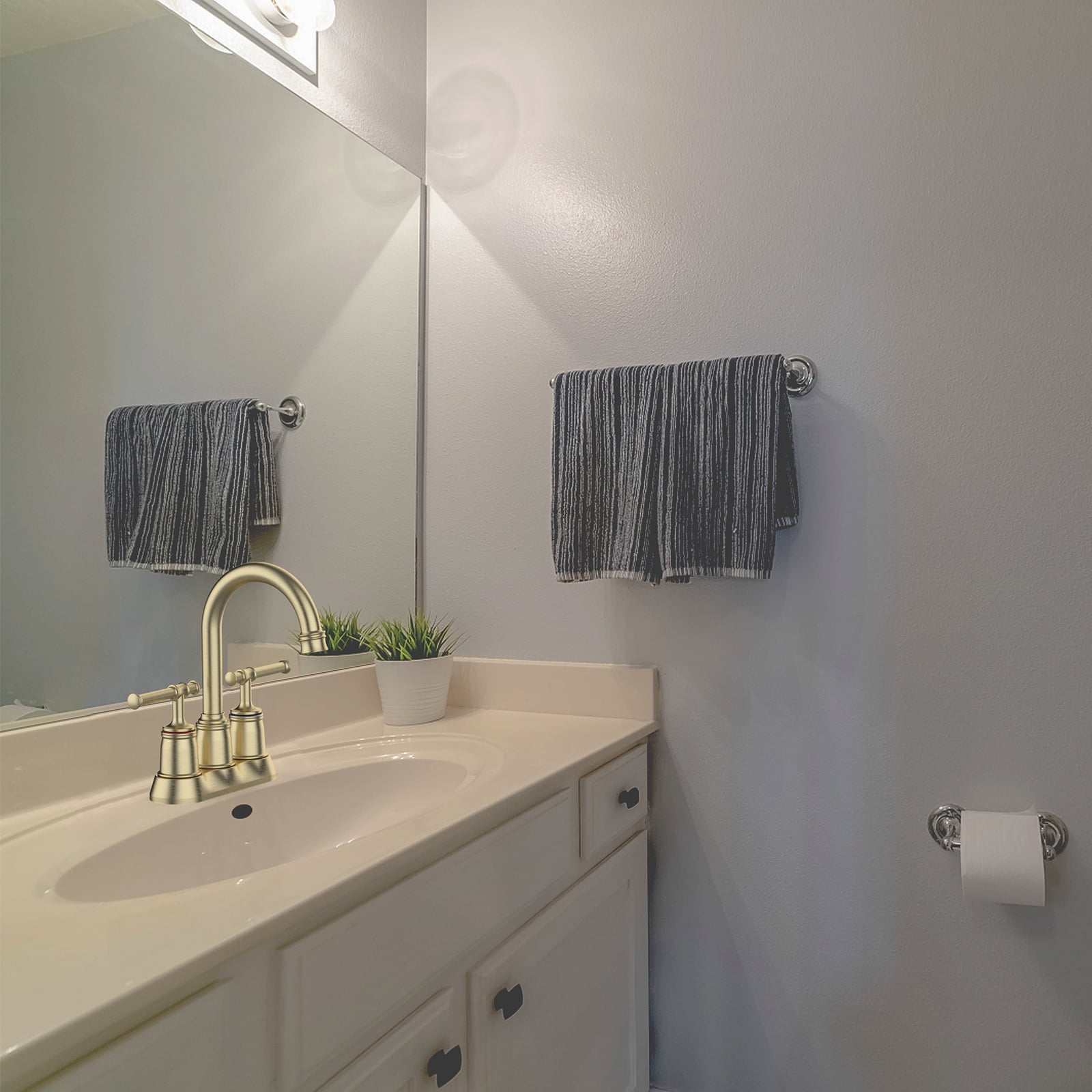 Classical Bathroom Faucets for Sink 2&3 Holes, 4 inch Bathroom Faucet, 360 Swivel Spout Centerset Brushed Nickel Bathroom Faucet with Pop Up Drain and cUPC Lead-Free Hose