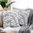 thumbnail image 2 of Throw Pillow Covers 24x24 Inch Set of 2, Gray Leaves Waterproof Outdoor Pillow Covers, Farmhouse Botanical Leaf Branch Vintage Modern Decorative Cushion Pillowcases for Patio Garden Couch Bed, 2 of 9
