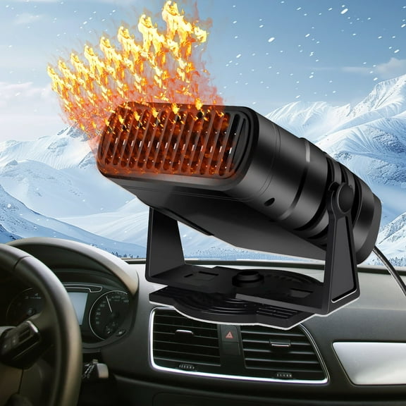 Portable Car Heater Fan,2 in 1 Auto Heater Fan,Automotive Cooling Fan,Heating Defrosts Defogger,Automobile 360° Adjustable Thermostat Plug in Cigarette Lighter Rotary Base DC12V