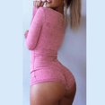 thumbnail image 5 of GZWYHT Rompers for Women Long Sleeve Romper 2025 Autumn And Winter Deep V Neck Button Thread Long Sleeved Warm Tight Jumpsuit Jumpsuit for Women Sparkly Jumpsuit for Women Pink M, 5 of 5