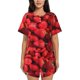 thumbnail image 1 of Fotbe Strawberry Red Conjunto de Pijama Estampado para Mujer, 2 Piezas, Ropa de Dormir con Camiseta de Manga Corta y Shorts Suaves-Medium, 1 of 6
