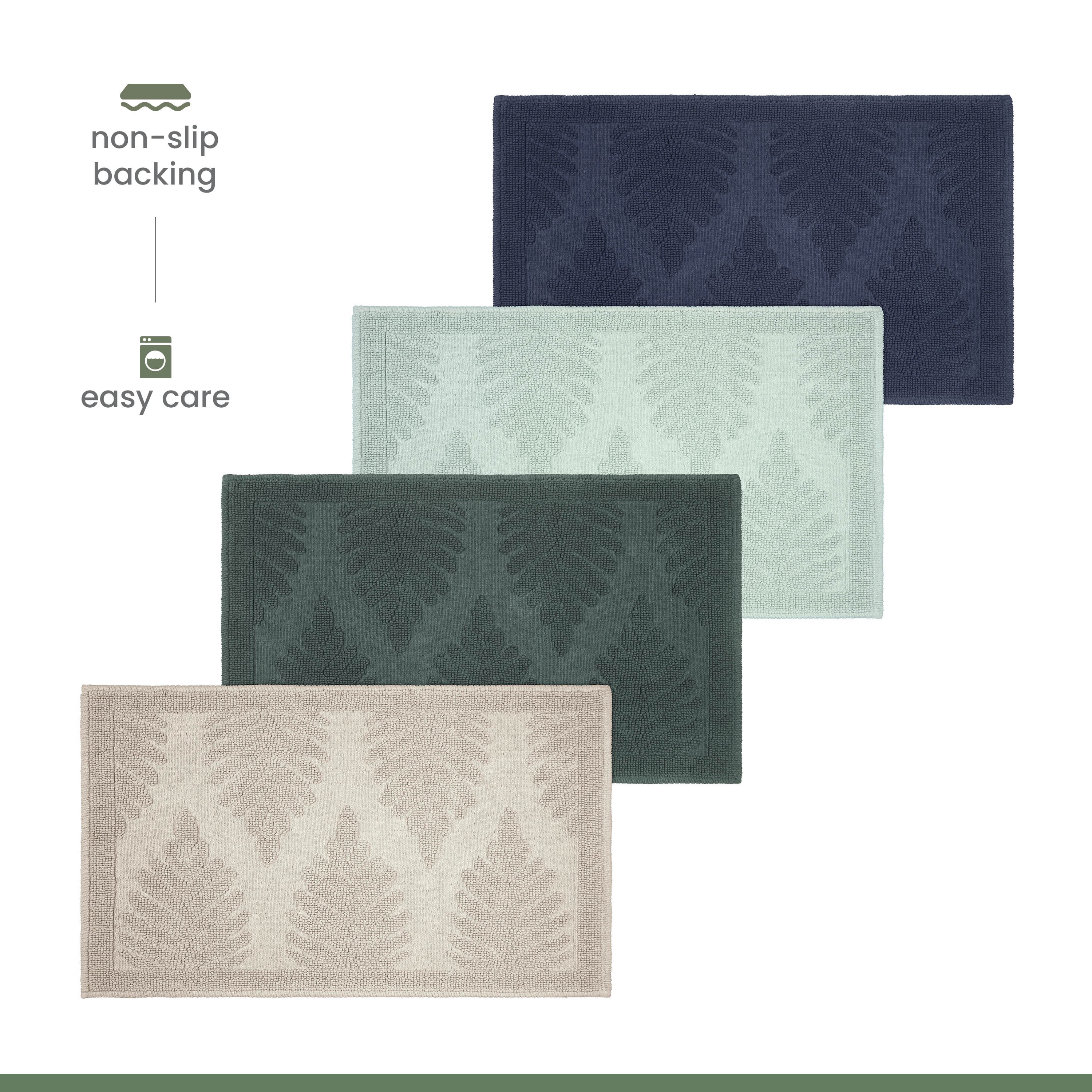 Martex Restore Fern Cotton Bath Rug, 20" x 32", Navy