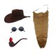 thumbnail image 4 of Sombrero vaquero y gafas sol divertidas con barba para carnaval, , escenario y vacaciones. marrón, 4 of 8