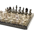 thumbnail image 2 of StonKraft Collectible Complete Brass Chess Game Board Set With 100% Brass Chess Pieces Chessman Coins Pawns, 2 of 7