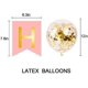 thumbnail image 4 of Decoración de pancarta de feliz cumpleaños, globos de feliz cumpleaños y 5 globos de confeti, pancarta de feliz cumpleaños para niña y niño, decoración de fiesta de cumpleaños con helio (bandera rosa), 4 of 5