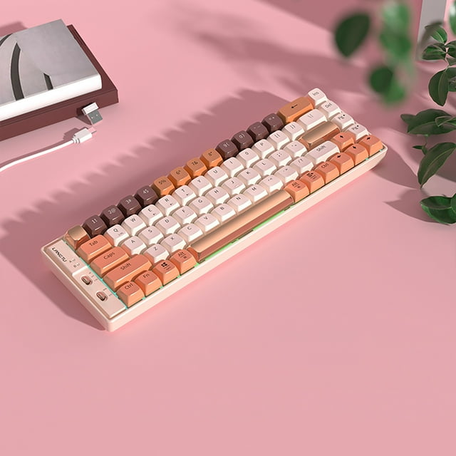 TIMIFIS Bluetooth Keyboard 3 Modes 66% Mechanical Gaming Keyboard 69 Mini RGB Red Switch P/BT Keycaps Type-C Keyboard Colour Blocking For Gaming And Working - Summer
