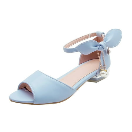 

ZENMELE Girls Sandals Casual Shoe Big Kids Girl Roman Buckle Fish Mouth Open ToeShoes Party Wedding Prom Princess Shoes Slide Sandal 10Y-10.5Y