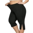 thumbnail image 3 of FlorCurve Plus Size Capri Leggings for WomenTummy Control Cropped Pants Stretch Yoga Leggings, Black 4XL, 3 of 7
