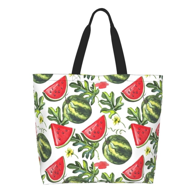 Fotbe Watermelons Bolsa Tote Estética de Lona con Estampado para Mujer - Bolsa Reutilizable de Hombro Casual para Vacaciones, Compras, Trabajo y Gimnasio