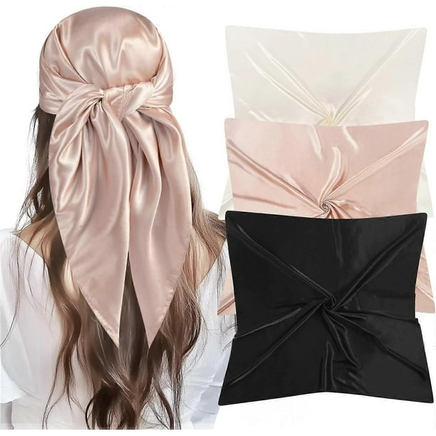 35 Large Square Satin Head Scarf - 3Pcs Silk Like Head Scarves Silk Bandana Satin Hair Scarf Head Wraps For Women