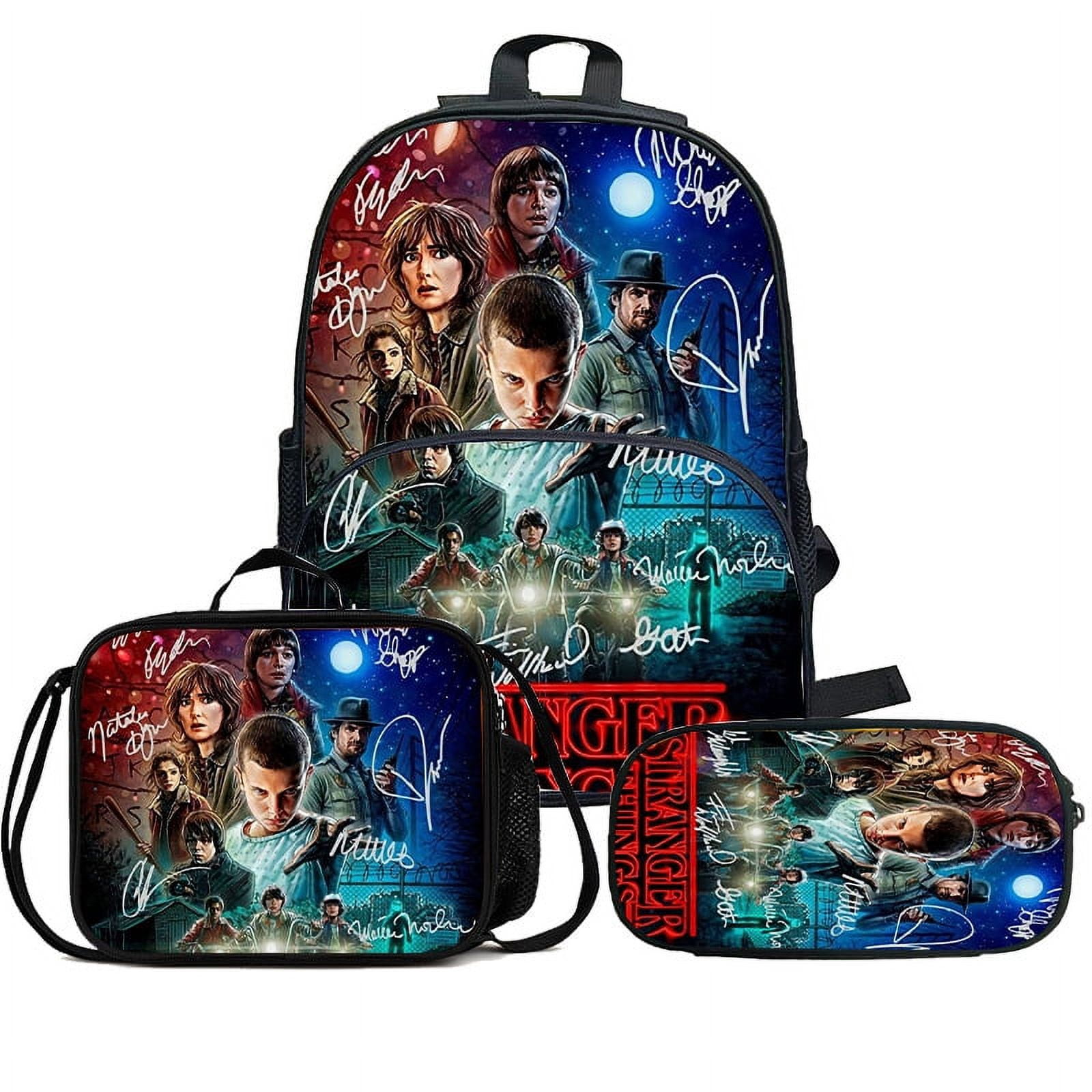 New Backpack Stranger Things School Bag Double Meal Bag Pencil Case Children's School Bag