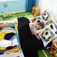 thumbnail image 4 of Manfei Sport Twin Bedding, Graffiti Soccer Bedding Comforter Set, White Blue Yellow, Black Reversible 7 Pieces, 4 of 6