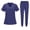 Navy, variant on Minjewel Women's V-Neck Short Sleeve Two-Piece Scrubs for Women Set with Pockets, Soft & Durable Medical Scrub Set for Hospital & Clinic Wear,Black L