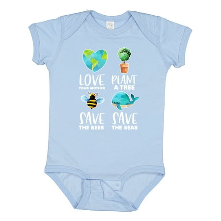 

Inktastic Earth Day Plant a Tree Save the Bees Save the Seas Love Your Mother Earth Gift Baby Boy or Baby Girl Bodysuit