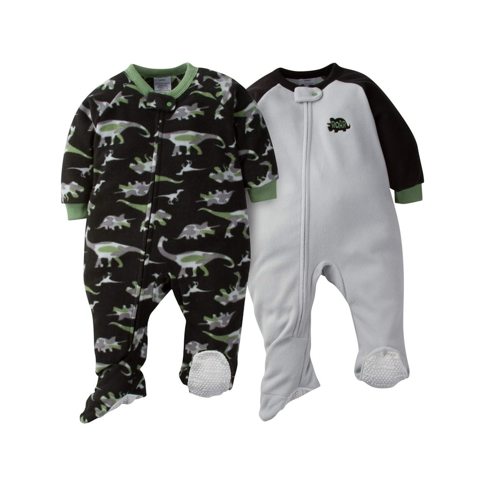 Gerber Gerber Baby Boy Microfleece Blanket Sleepers Pajamas, 2Pack