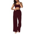 thumbnail image 2 of Conjuntos Casuales de Dos Piezas para Mujer, Camiseta Sin Mangas con Cuello en V y Cintura Elástica, Chándal de Verano con Bolsillo. Vino Tinto M, 2 of 8