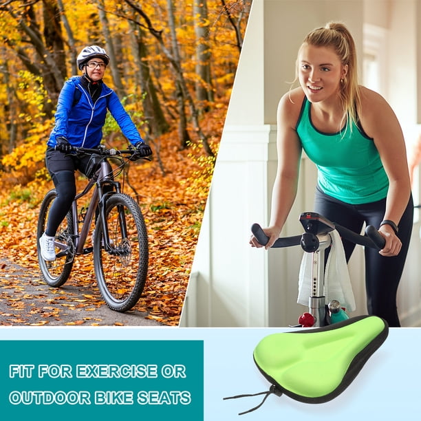 Bike Seat Cover Bicycle Saddle Cushion with Large Comfortable Silicone Gel  Padded Oversized Paddle for Men Women Stationary Bikes, Green - Walmart  Business Supplies