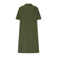 thumbnail image 5 of GaThRRgYP Dresses for Women Plus Size,Women's Solid Color Lapel Doll Tie Pocket Loose Casual Cotton and Linen Dress Green S, 5 of 6
