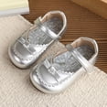 thumbnail image 6 of SYMSHOES Girls Silver Mary Jane Shoes | Patent Faux Leather Dress Shoes with Adjustable Strap & Bow for Party & School, Kids to Big Kids,Size 10, 6 of 9
