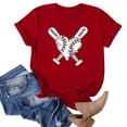 thumbnail image 5 of JLFKNG Womens Casual T-Shirts Fashion Sports Baseball Print Round Neck Short Sleeve Casual T Shirt Tops Breathable Loose Fit Womens Dailywear, 5 of 5